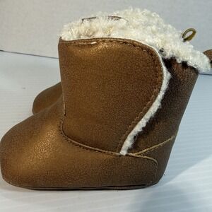Carter's Soft Sole Booties Brown Shearling Slipper Boots 0-3 Month Baby Girl Boy